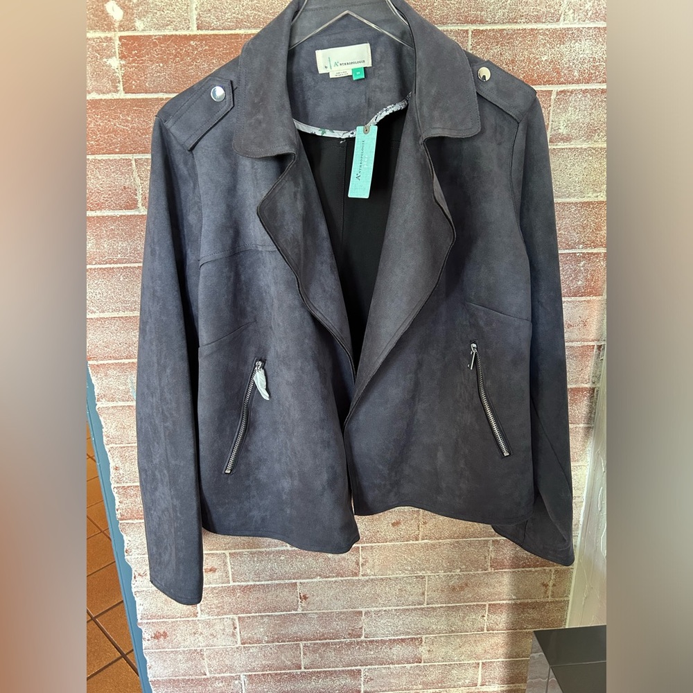 NWOT Anthropologies suede-like expressway moto jacket 2x